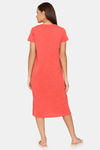 Rosaline Symmetry Knit Cotton Mid Length Nightdress  - Valiant Poppy — thumbnail 3